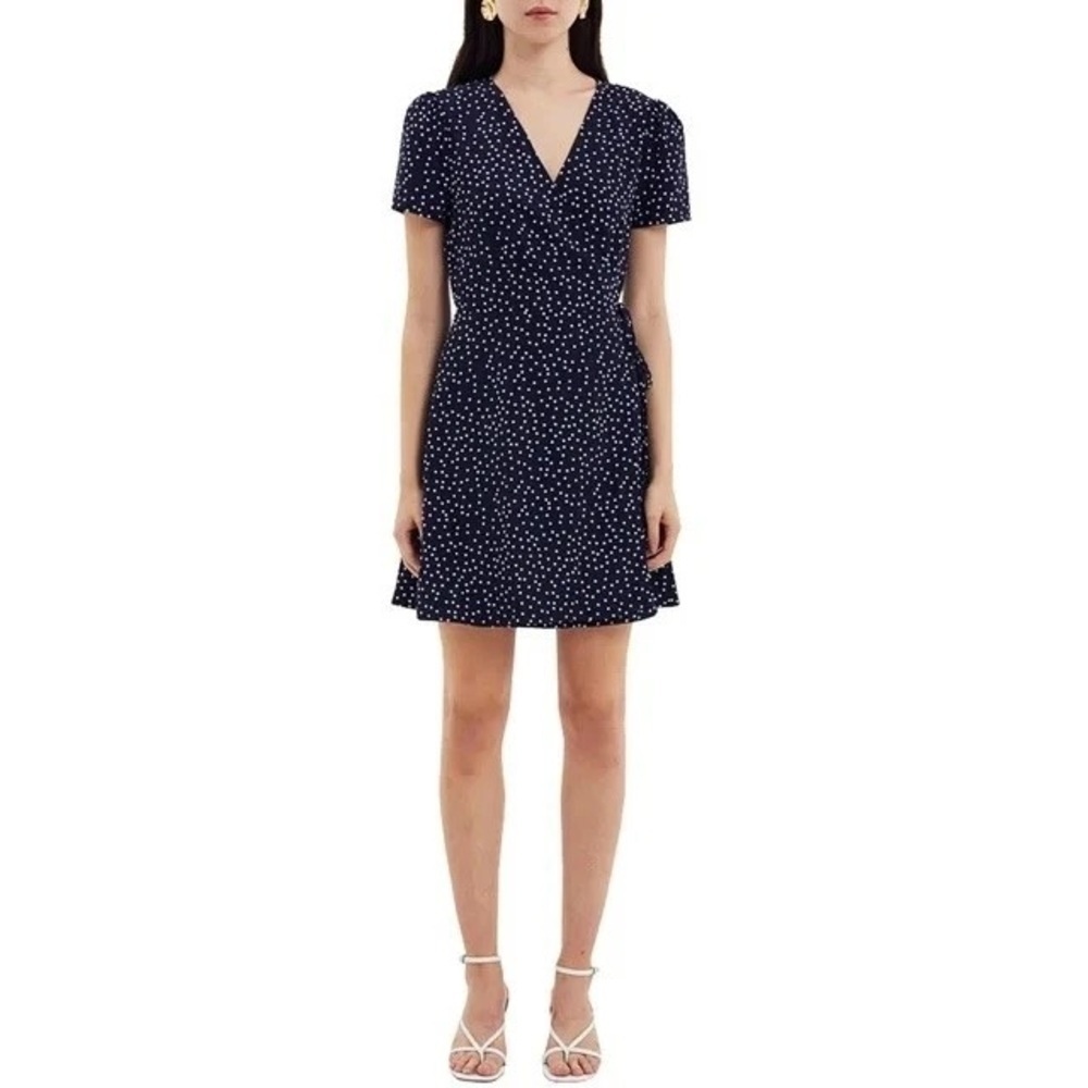 Cooper St Navy Polka Dot Wrap Dress XL | Short Sleeve Tie Waist